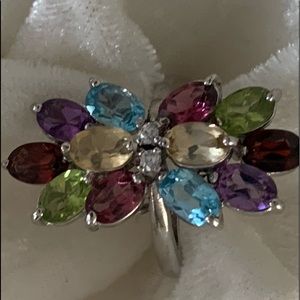 Color your life! Beautiful mix of natural color stones. Elegant for sure ring.